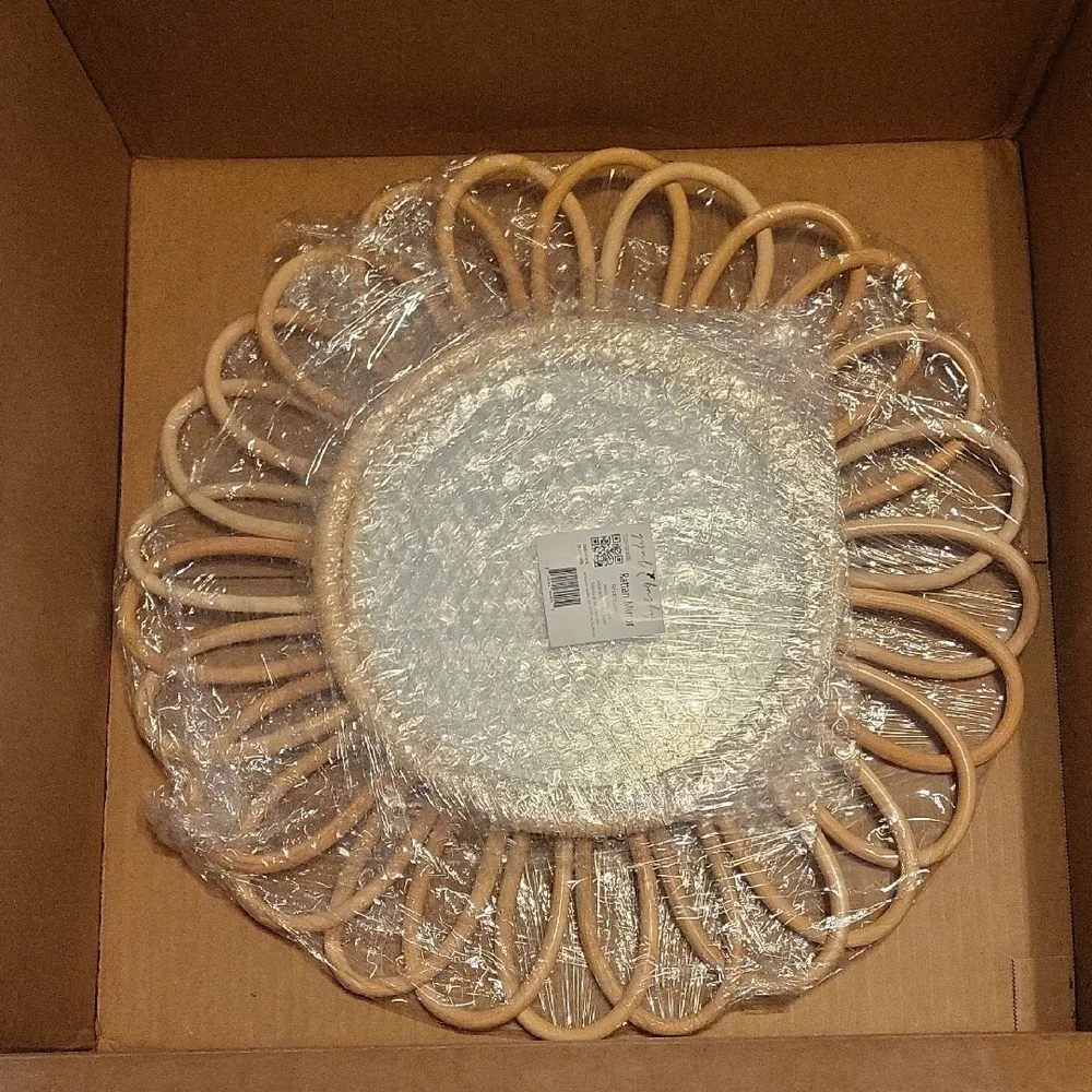 Chic Cream Rattan Wall Mirror